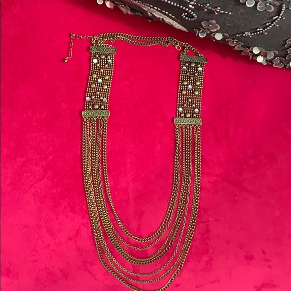 Antique gold and crystals Necklace - Picture 1 of 4